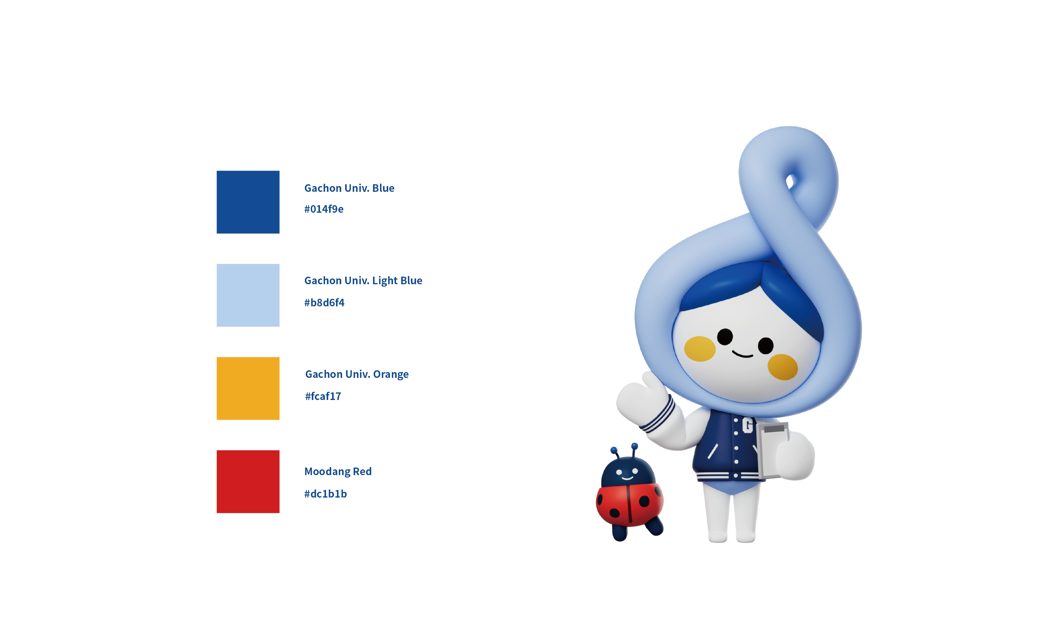 gachon univ blue #01444f9e, gachon univ light blue #b8d6f4, gachon univ orange #fcaf17, moodang red #dc1b1b